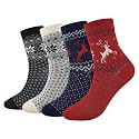 Women's Cotton Blend Knit Crew Socks, Soft Everyday Nordic Style Set – Colorful Patterns, Made in Korea