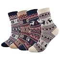 Women's Cotton Blend Knit Crew Socks, Soft Everyday Nordic Style Set – Colorful Patterns, Made in Korea