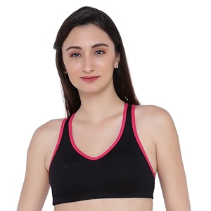 Womens Cotton Blend Non-Wired Sports Bra