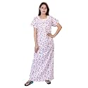 Women39s Cotton Block Print Knee Length Nighty