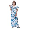 Women39s Cotton Block Print Knee Length Nighty
