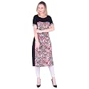 Women39s Cotton Crepe Blend Black Straight Printed