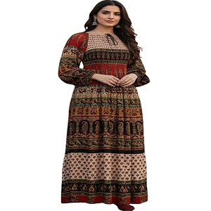 Womens Cotton Dress Jaipuri Sanganeri Print Midi