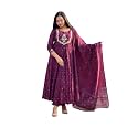 Women39s Cotton Embroidery Anarkali Kurti and Pant