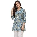 Women39s Cotton Floral Printed V-Neck A-Line KurtaRegular
