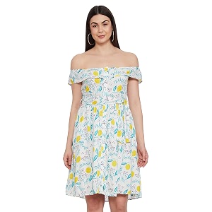 Womens Cotton A-Line Knee-Length Dress