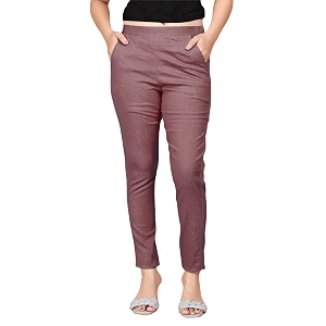 Womens Cotton Lycra Regular Fit Casual Pant