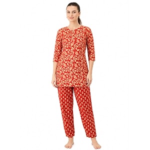 Womens Cotton Night Suit Set Printed Top