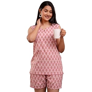Womens Cotton Printed Night Suit Set of