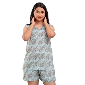 Womens Cotton Printed Night Suit Set of