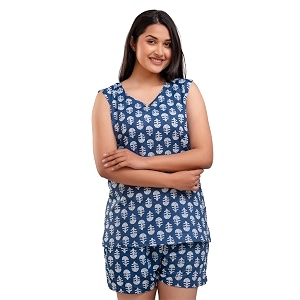 Womens Cotton Printed Night Suit Set of