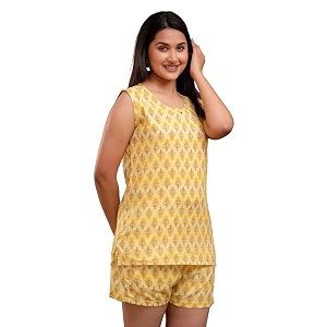 Womens Cotton Printed Night Suit Set of