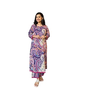 Womens Cotton Printed Straight Kurti with Pant