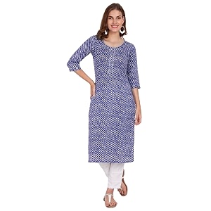 Womens Cotton Printed Straight Kurti