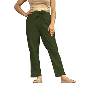 Womens Cotton Regular Fit Trousers - Comfortable
