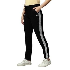women39s cotton regular fit mid-rise solid black track pant with stretchabletwo side pockets