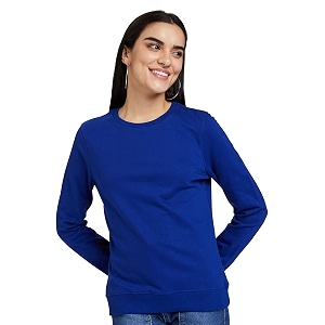 Womens Cotton Round Neck Pullover Sweater