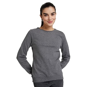 Womens Cotton Round Neck Pullover Sweater