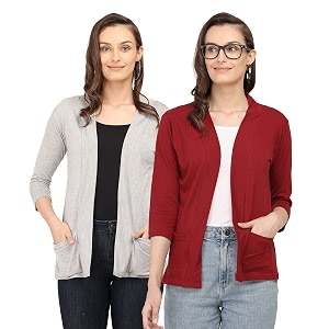Womens Cotton Shrugs with Pockets Summer Shrugs