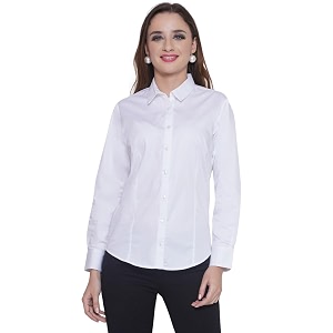 Womens Cotton Solid Long Sleeve Shirt -