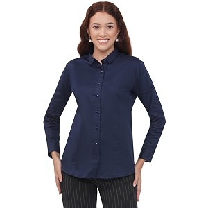 Womens Cotton Solid Long Sleeve Shirt -
