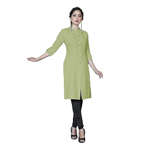 Womens Cotton Straight Kurti Light Green