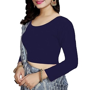 women39s cotton stretchable scoop neck 34 sleeve with back scoop regular fit readymade saree blouses for womens l674