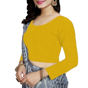women39s cotton stretchable scoop neck 34 sleeve with back scoop regular fit readymade saree blouses for womens l674