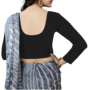women39s cotton stretchable scoop neck 34 sleeve with back scoop regular fit readymade saree blouses for womens l674