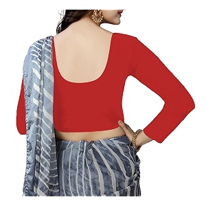 women39s cotton stretchable scoop neck 34 sleeve with back scoop regular fit readymade saree blouses for womens l674