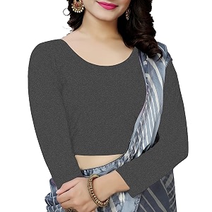 women39s cotton stretchable scoop neck 34 sleeve with back scoop regular fit readymade saree blouses for womens l674