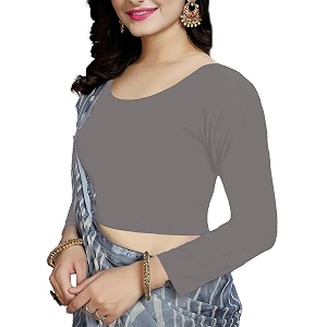 women39s cotton stretchable scoop neck 34 sleeve with back scoop regular fit readymade saree blouses for womens l674