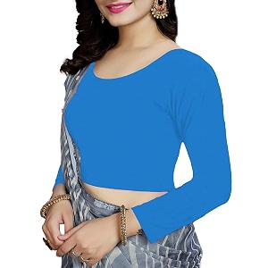 women39s cotton stretchable scoop neck 34 sleeve with back scoop regular fit readymade saree blouses for womens l674