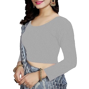 women39s cotton stretchable scoop neck 34 sleeve with back scoop regular fit readymade saree blouses for womens l674