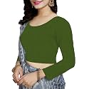 Women's Cotton Stretchable Scoop Neck 3/4 Sleeve with Back Scoop Regular Fit Readymade Saree Blouses for Womens L674