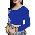 Women's Cotton Stretchable Scoop Neck 3/4 Sleeve with Back Scoop Regular Fit Readymade Saree Blouses for Womens L674