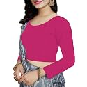 Women's Cotton Stretchable Scoop Neck 3/4 Sleeve with Back Scoop Regular Fit Readymade Saree Blouses for Womens L674