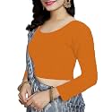 Women's Cotton Stretchable Scoop Neck 3/4 Sleeve with Back Scoop Regular Fit Readymade Saree Blouses for Womens L674