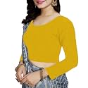Women's Cotton Stretchable Scoop Neck 3/4 Sleeve with Back Scoop Regular Fit Readymade Saree Blouses for Womens L674