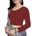 Women's Cotton Stretchable Scoop Neck 3/4 Sleeve with Back Scoop Regular Fit Readymade Saree Blouses for Womens L674