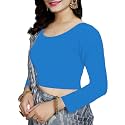 Women's Cotton Stretchable Scoop Neck 3/4 Sleeve with Back Scoop Regular Fit Readymade Saree Blouses for Womens L674