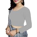 Women's Cotton Stretchable Scoop Neck 3/4 Sleeve with Back Scoop Regular Fit Readymade Saree Blouses for Womens L674