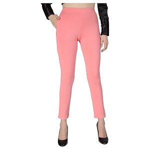 Womens Cotton Stretchable Slim Fit Straight Pants