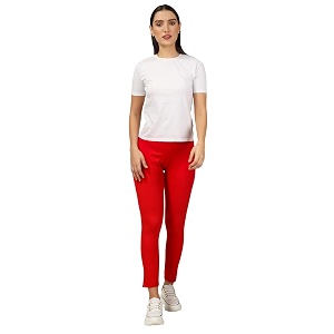 Womens Cotton Stretchable Slim Fit Straight Pants