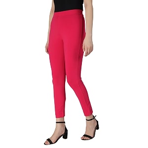 Womens Cotton Stretchable Slim Fit Straight Pants
