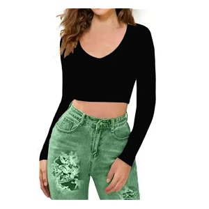 Womens Cotton Stretchable V Neck Full Sleeve