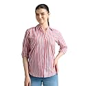 Women39s Cotton Striped Shirt Casual Button