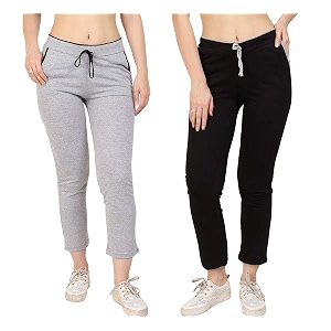 Womens Cotton Track Pants Grey Black
