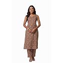 Women39s Cotton Wine Floral Kurta Set