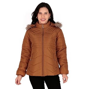 Womens Cozy Puffer Stylish Jacket with Buttoned